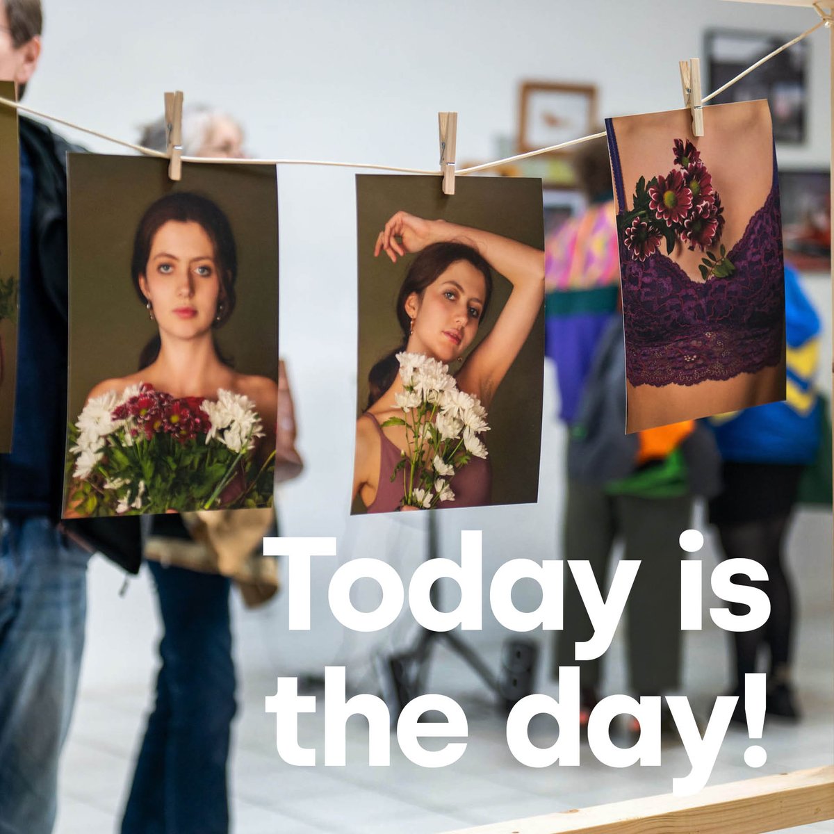 Today is the day!

Join us tonight, 17:00 - Late. There is still plenty of time left to plan your route and find out more about what is on display this evening.

👉 zurl.co/3hD3

[ID: A series of three images of a girl holding flowers are hanging on string with pegs.]