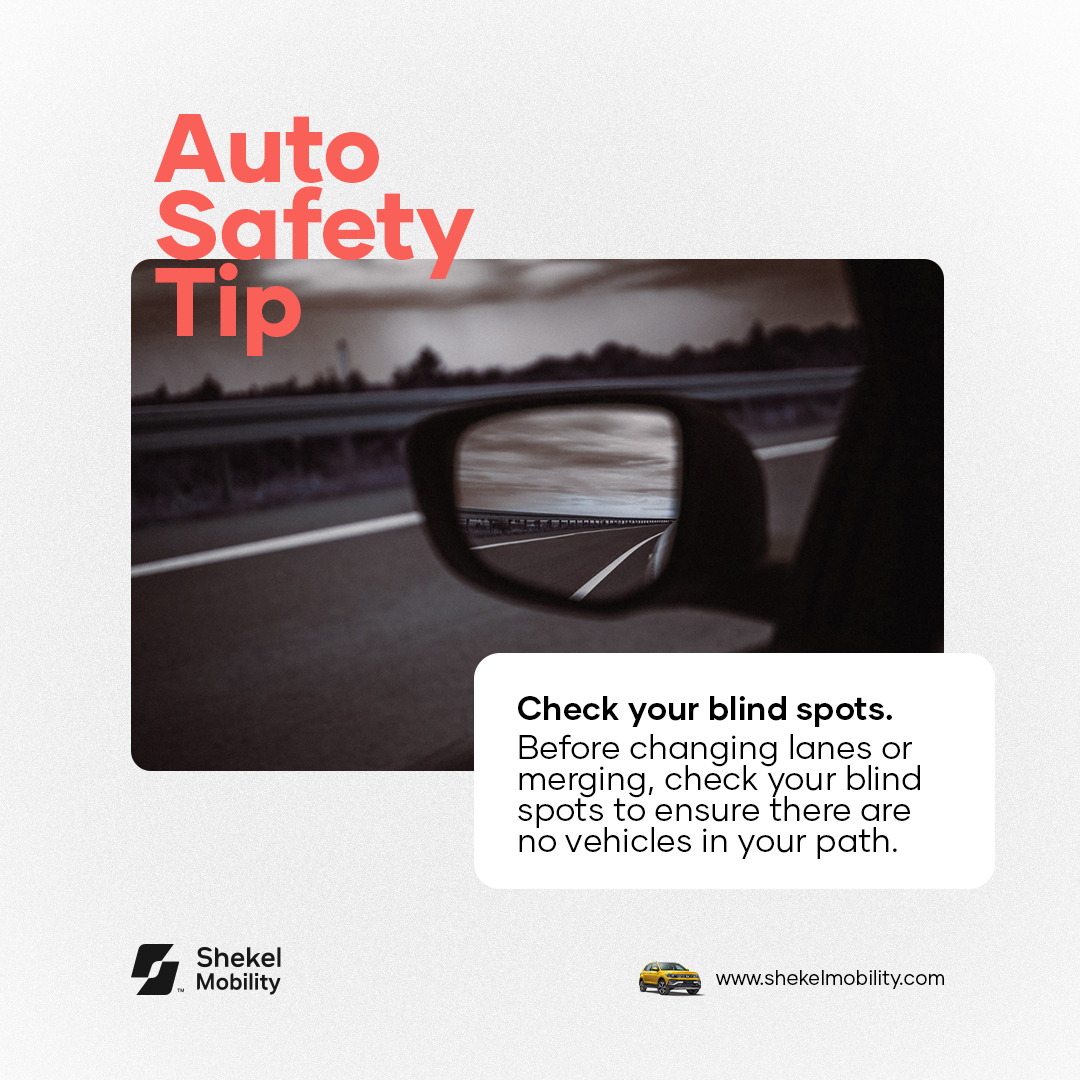 Stay Safe on the Road: Check Your Blind Spots Before Changing Lanes or Merging.

#AutoSafetyTips #StaySafeOnTheRoad.