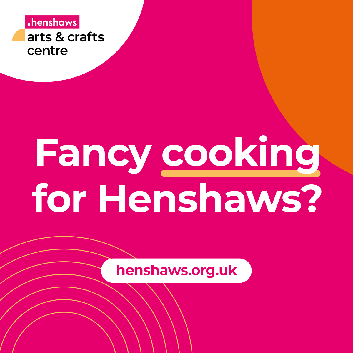 Henshaws's tweet image. Fancy cooking up food for Henshaws? 🍳

We are looking for a cook to join our team based at the Arts and Crafts Centre, who will assist in running our commercial training cafe.

Visit our website here to apply: henshaws.org.uk/jobs/cook/

#CookingJob #JobOpportunity