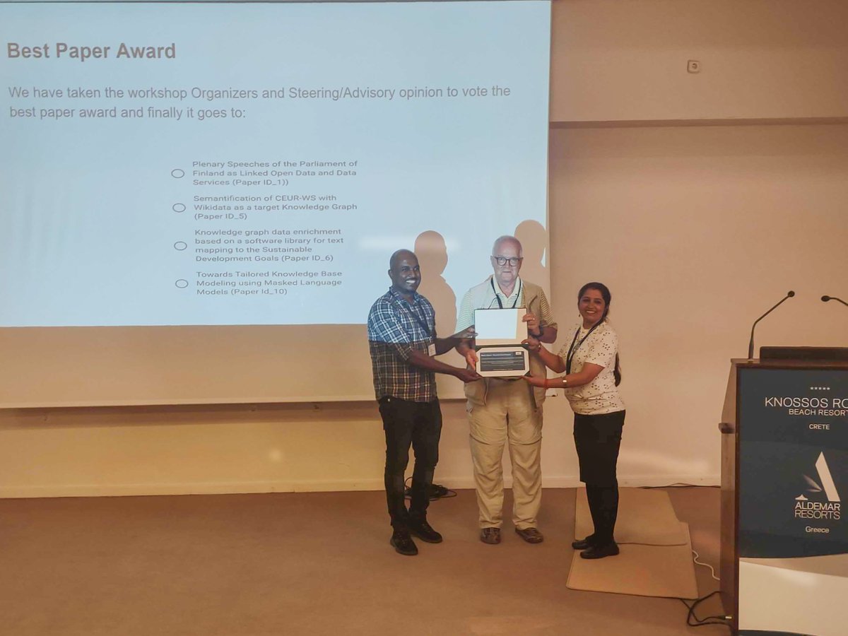 Semantic Computing Research Group (@secoresearch) on Twitter photo Best Paper Award to the project ”ParliamentSampo – Parliament of Finland on the Semantic Web”, created by researchers at Aalto and University of Helsinki (HELDIG centre)
facebook.com/groups/1697627…
<a href="/HelsinkiDH/">DH Helsinki</a> @DHHelsinki <a href="/AaltoUniversity/">Aalto University</a> <a href="/CSAalto/">Computer Science</a> <a href="/helsinkiuni/">University of Helsinki</a> <a href="/SocSciHelsinki/">Faculty of Social Sciences, HelsinkiUni</a> Best Paper Award to the project ”ParliamentSampo – Parliament of Finland on the Semantic Web”, created by researchers at Aalto and University of Helsinki (HELDIG centre)
facebook.com/groups/1697627…
<a href="/HelsinkiDH/">DH Helsinki</a> @DHHelsinki <a href="/AaltoUniversity/">Aalto University</a> <a href="/CSAalto/">Computer Science</a> <a href="/helsinkiuni/">University of Helsinki</a> <a href="/SocSciHelsinki/">Faculty of Social Sciences, HelsinkiUni</a>