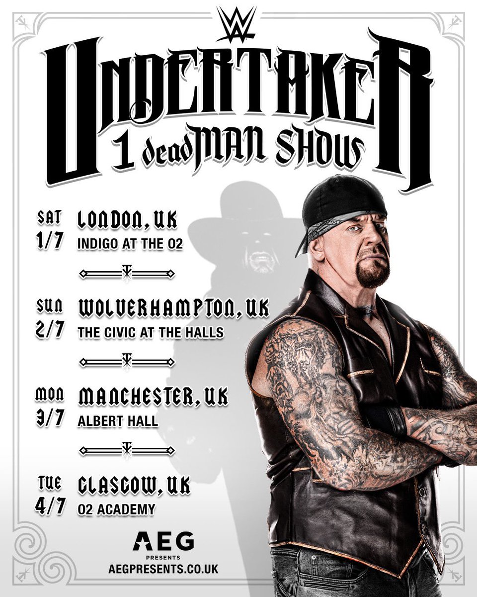 WWE UK on Twitter "The undertaker 1 deadMAN SHOW returns to the UK this July debuting in