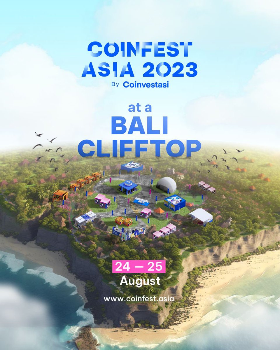 anggaandinata's tweet photo. Waiting is over 😍 Web3 festival on Bali Clifftop. LFG!!🚀🚀🚀🚀 @CoinfestAsia 
Get 10% disc with this code: ANGGA10

Buy at https://t.co/Xrlwfpcfsc https://t.co/ElRRscqpD7