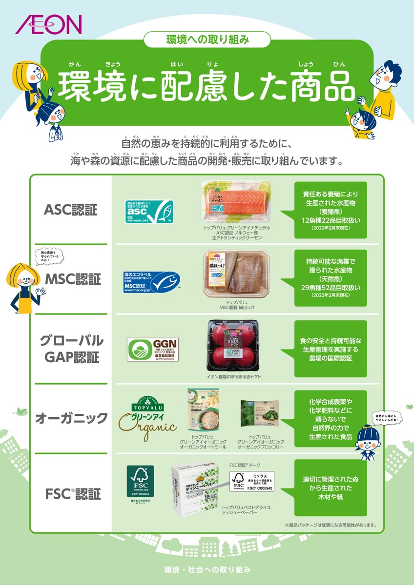 🌿イオングループの
環境に対する取り組み🌎

#イオン グループでは、環境に配慮した商品を数多く取り扱っている事をご存知でしたか？ 

普段お買い物される際にも
チェックしてみてください💡
詳しくは👇
aeon.info/sustainability/

みなさんは #環境 問題に対して
取り組んでいる事はありますか？