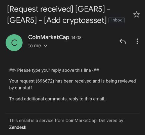Gear5eth's tweet image. Our CMC Listing have been applied .
Ticket number is 696672.

#gear5 #cmc #listing