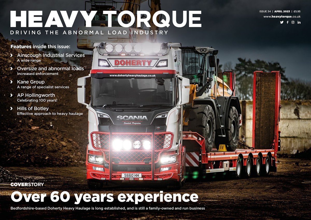 Issue 34 out now!  Subscribe now to get your copy - heavytorque.co.uk

@Dohertygrabhire @ap_hollingworth @priestabload @jppriest82 

#HeavyTorque #HeavyTorqueMagazine #AbnormalLoads #HeavyHaulage #HaulageNews #HeavyTransport #Logistics #LogisticsNews