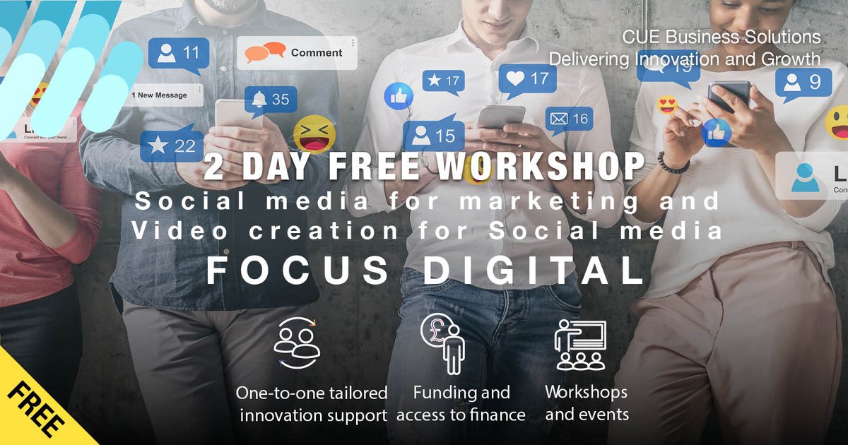 CUSBusiness's tweet photo. Transform your Social Media Marketing and Video Production for Social Media
Free Workshop
15th & 16th June 2023
The Village Hotel, Walsall
https://t.co/5TcNNR4s2l
#FocusDigitalERDF
@CUEBusiness https://t.co/belDzkMmi8
