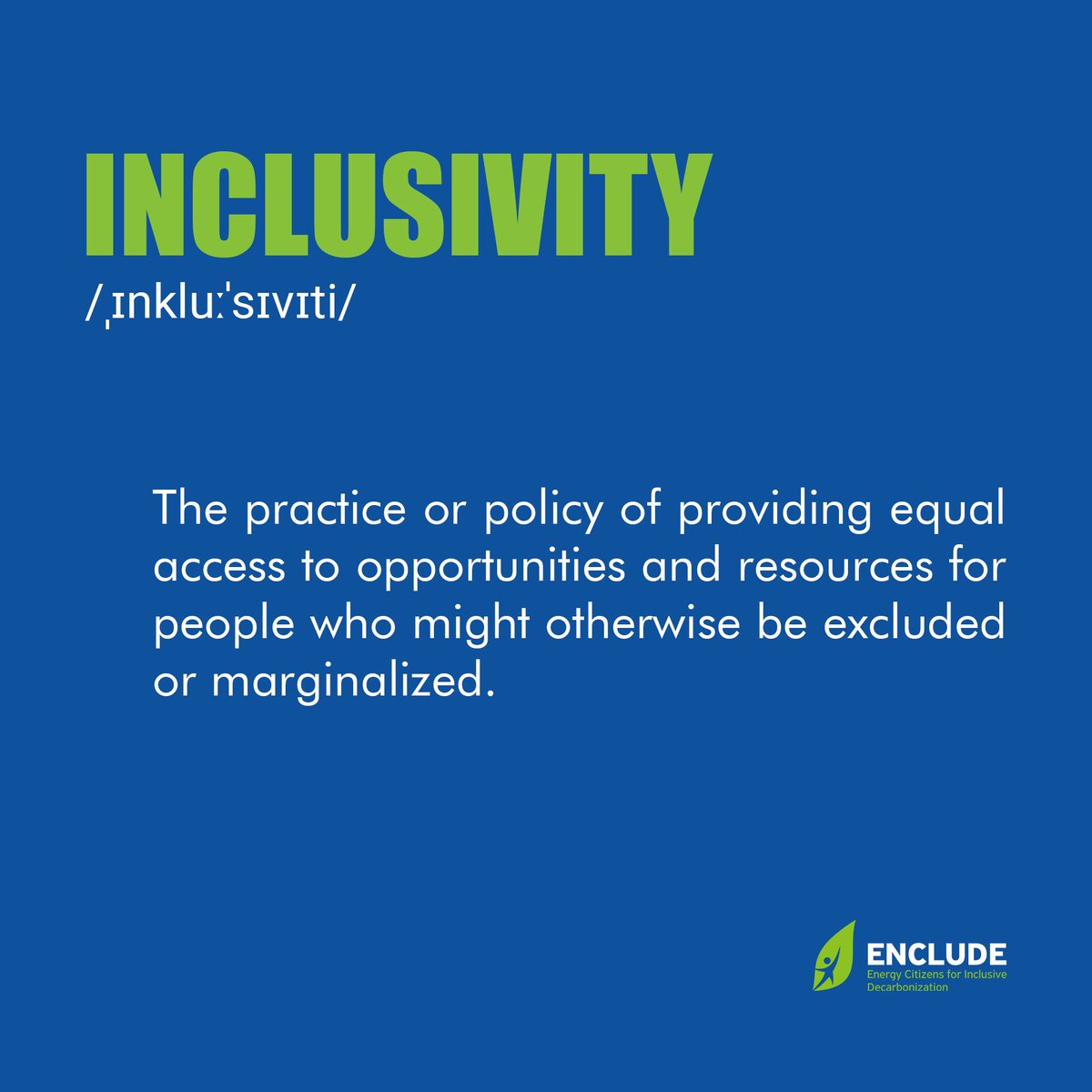 encludeproject's tweet photo. 🤔What does inclusivity means❓The fact of including all types of people, things or ideas and treating them all fairly and equally.
🧐Why is it important⁉️No-one is left behind, which is important for a just and inclusive decarbonization pathway.
#enclude https://t.co/GhsLqRxo0P