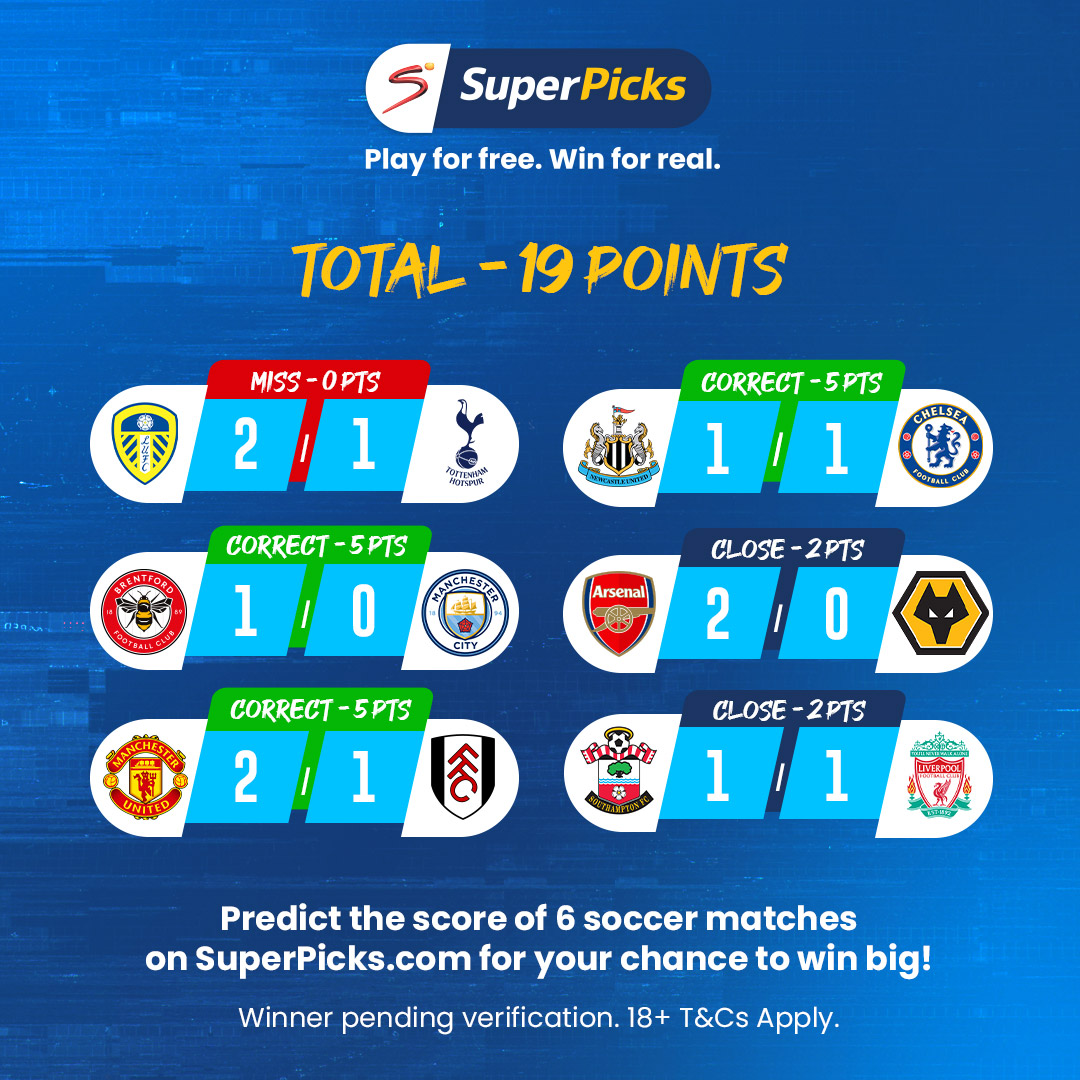 SuperPicksZA's tweet photo. Our last Predictor winner 🥂 for the season is Mmboneni R! 🥳 

They walk away with R30,000 🤑 after their 1⃣9⃣ point round + tiebreaker! 🤩

#SuperPicks #PlayForFree #WinForReal https://t.co/jr4i5mSKB3