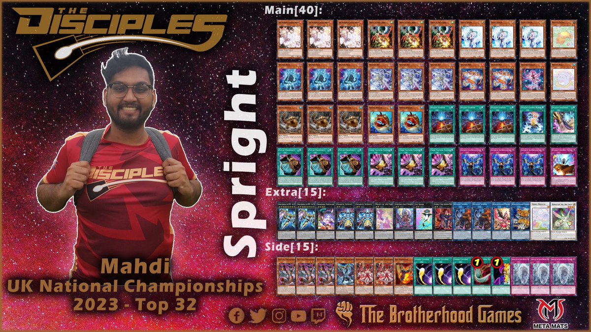 TheDisciplesTCG's tweet image. He didn’t get to do a deck profile but we have Mahdi’s Spright deck list for you. He managed to get top 32 with at UK Nationals 🎉