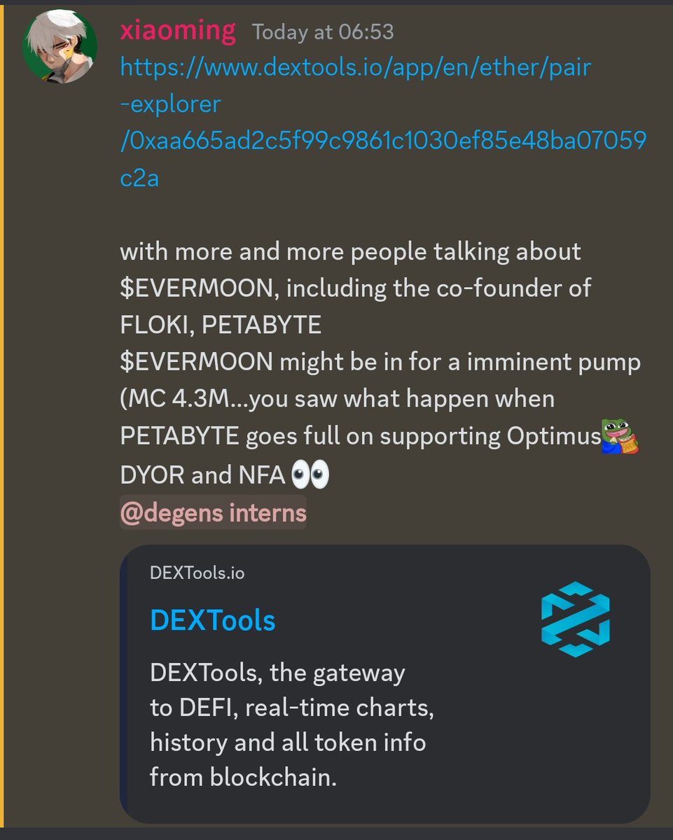 Just called out $EVERMOON right when it broke out the downward trend in our private discord 💪❤️
these degen interns are never missing out on any opportunities! Approaching 2x on this high marketcap gameplay, 4.3m entry

like, retweet and comment for a chance to be invited in 👇