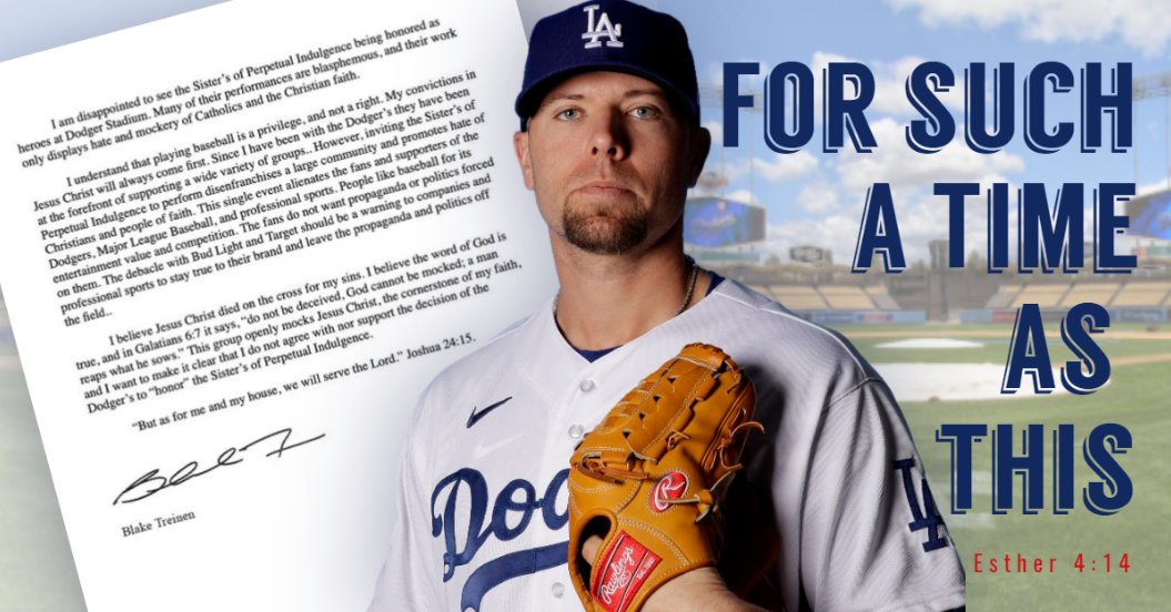 Can there be any doubt that the courageous @Blake_Treinen is in this position 'for such a time as this?'

May Blake's bold stand for faith inspire others to #StandFirm against the blasphemy & depravity that is engulfing our culture.
@Dodgers @MLB 
sportsspectrum.com/sport/baseball…