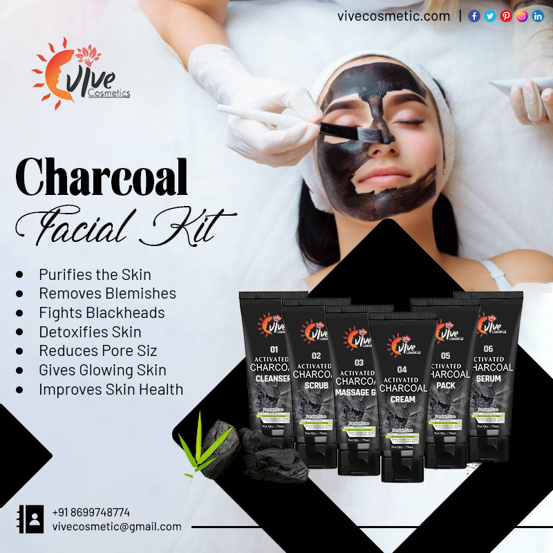 Charcoal Facial Kit by Vive Cosmetics.
#vivesometics #Vive #cosmeticcompany #india #cosmetics #contractmanufacturing #naturalproducts #ThirdPartyManufacturing #privatelabelling #charcoal #facialkit #charcoalfacialkit #facecare #facecareproducts #skinhealth