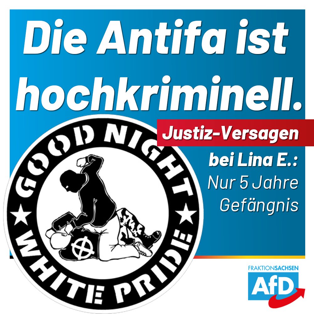 #LinaE wird leider schon bald #FreeLina sein. Das Gericht hat sich wohl von #Antifa-nahen Medien einschüchtern lassen. Das Urteil ist eine Enttäuschung, sagt @Huetter_Carsten. Das Signal lautet: Der Kampf gegen links findet nur halbherzig statt. #Leipzig

afd-fraktion-sachsen.de/lina-e-urteil-…