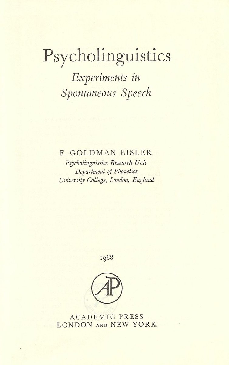 #OTD 116 years ago, Frieda Goldman-Eisler (1907-1982) was born 🎉 A pioneering researcher in psycholinguistics, focusing in particular on the study of pauses. In 1970, she became the first professor in psycholinguistics in the UK.

#LinguisticBirthdays #Histlx #WomenInLinguistics
