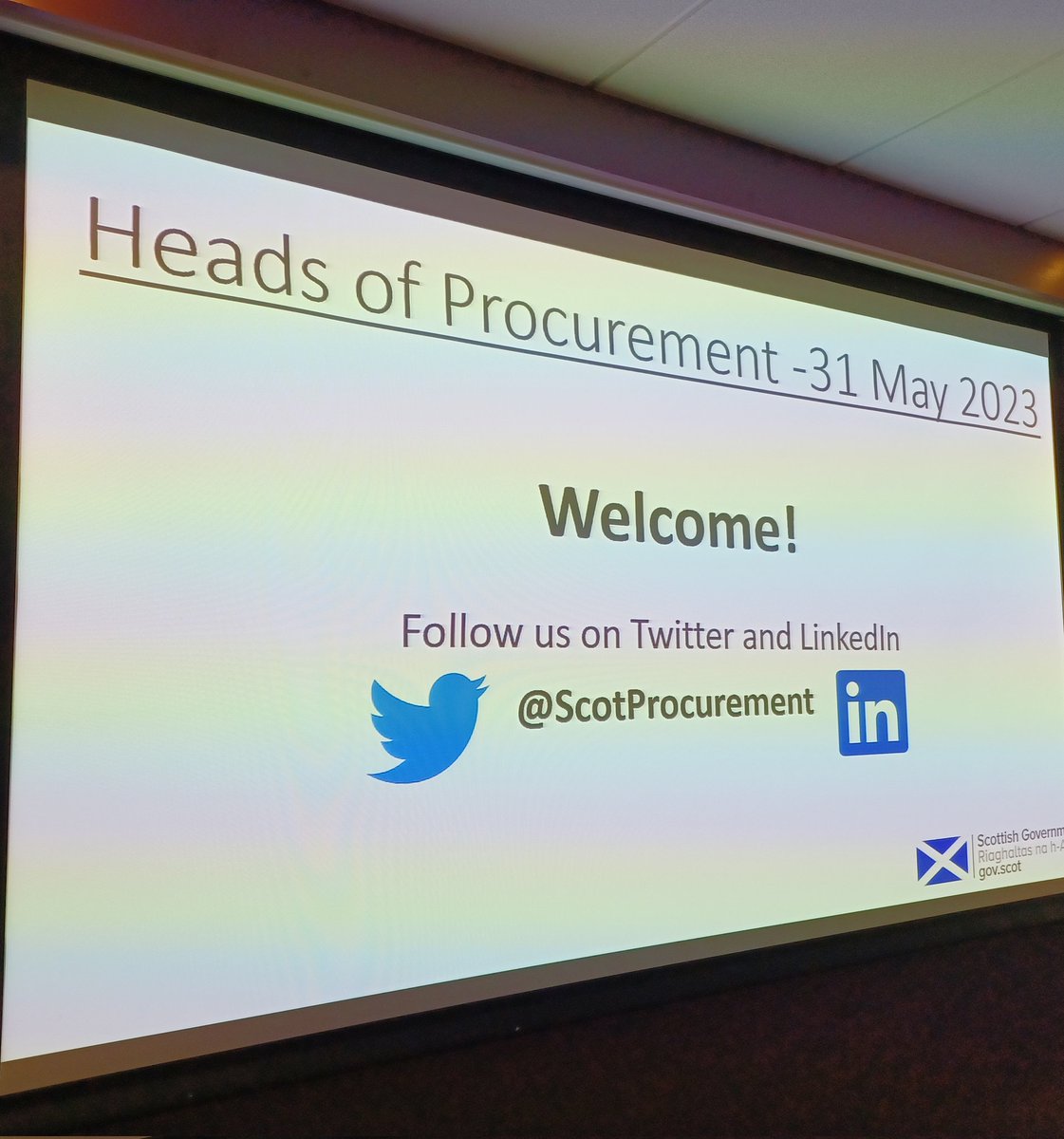 ScotProcurement's tweet photo. Today we're bringing together the Heads of Procurement for the first in-person meeting since 2019! Our Minister @ThomasCArthur will be starting what is set to be an engaging day for discussion and networking. #OpenAndConnected @scotgoveconomy https://t.co/O4hyvjGRU3