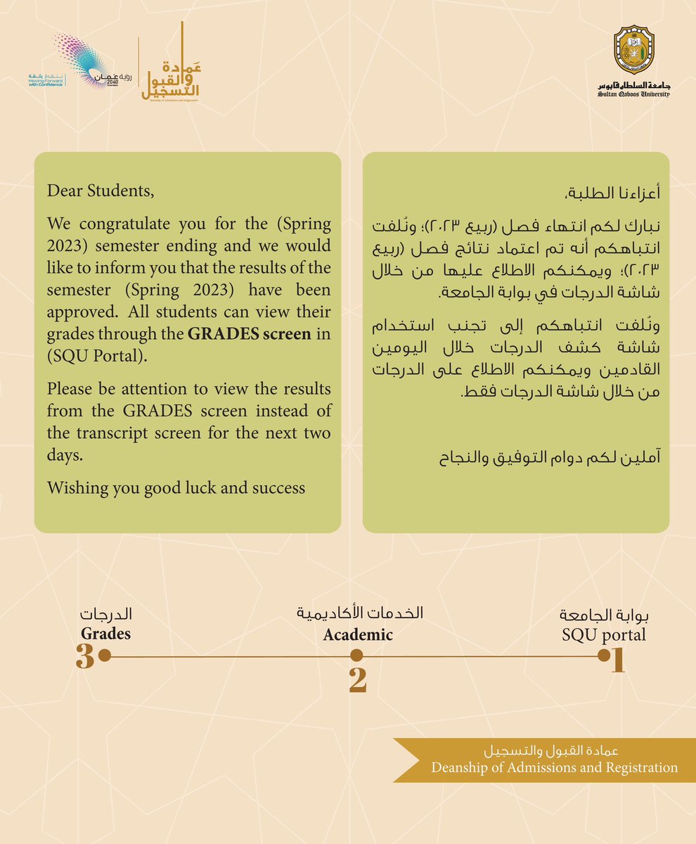 SQU-عمادة القبول والتسجيل tweet media