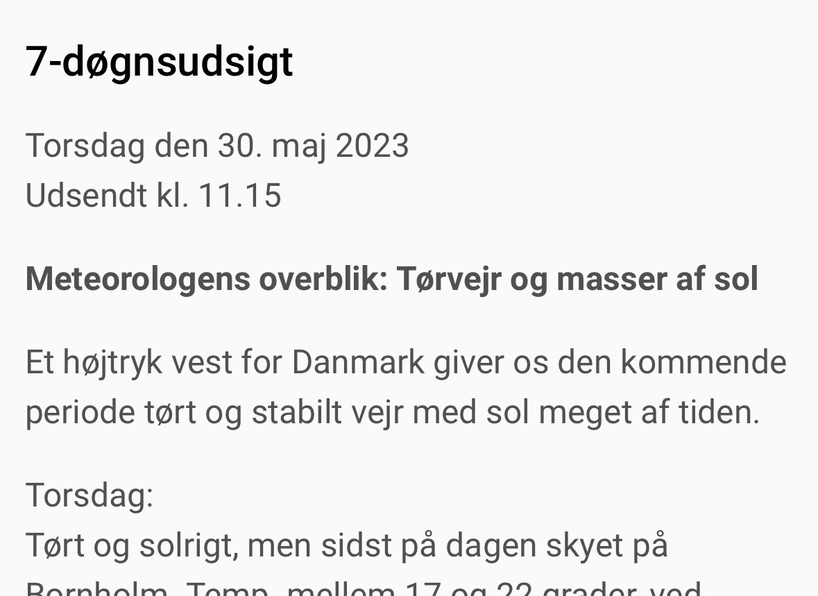 Vejret er gået i hak, og det er <a href="/dmidk/">DMI</a> vist også. Torsdag eller tirsdag? Who cares? ☀️