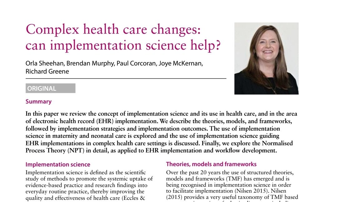 Orla_Lola's tweet photo. Implementation science and complex health care changes. Our publication  available at https://t.co/JTWmiveTuo 👇
#loveMIDIRS https://t.co/ajQpWM0LgV