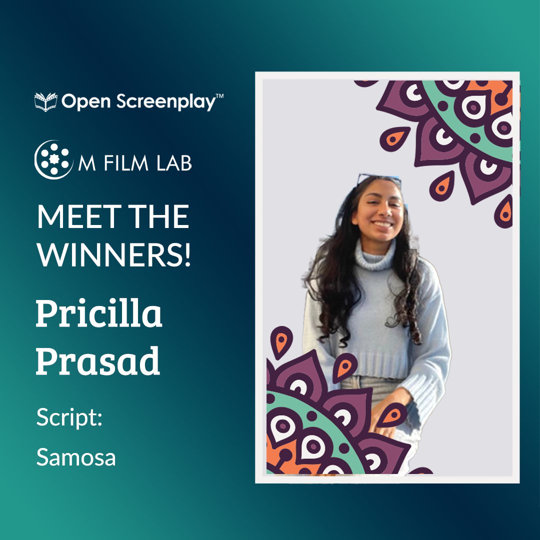 OpenScreenplay's tweet photo. Join us in welcoming Pricilla Prasad to #MFilmLab, a recent #Film graduate of CUNY Hunter College, Her #script "Samosa" touches on colorism, tolerance, & the complexity of family bonds while showcasing the beautiful diversity of #SouthAsian cultures
@pillars_fund @mpac_national https://t.co/E8ix3b4zCl