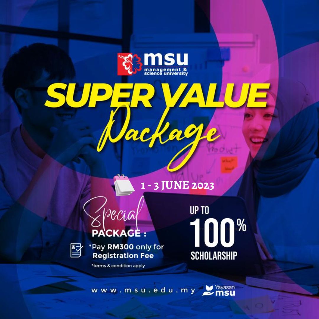 Calling all students! Don't miss out our #SuperValueCampaign. Get ready to unlock a world of opportunities with top-notch education. @YayasanMSU Scholarships, financial aid, & exclusive package await! Join us on this journey of knowledge @MSUmalaysia. Call us 03-5521 now!