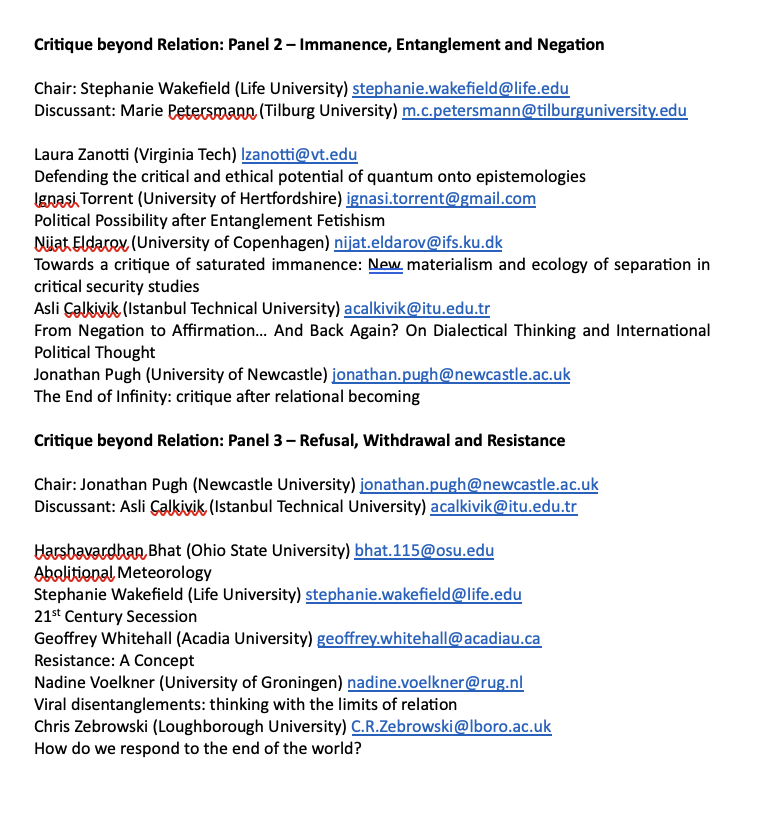 Really pleased with the responses to the call for abstracts for 'Critique beyond Relation'. Great to propose 3 panels on the theme for #ISA2024 Fingers crossed! <a href="/TheorySectISA/">Theory Section</a> <a href="/ISA_IPSsection/">IPS Section</a> #CritiqueBeyondRelation
