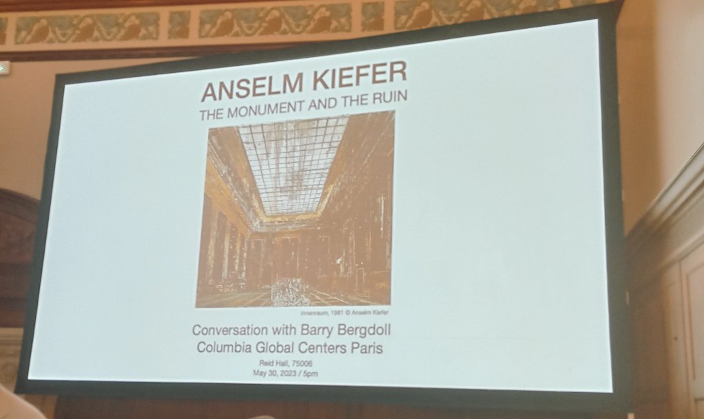 StephenDoyle123's tweet photo. A fantastic talk last night with #AnselmKiefer at Reid Hall, Columbia Global Centers. Then onto @cc_irlandais for a reading by @oneflawediris, art by Sinead Bhreathnach-Cashell, Miffy Frost-Jones and Aisling Conroy, and new music by Le Boom 💥

 🤩🤩🤩 https://t.co/vPgKOrql1W