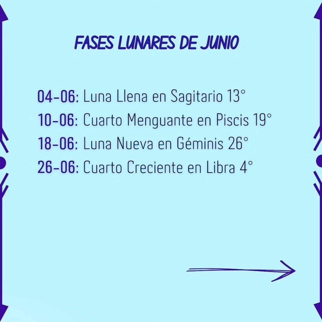 soyastralspace's tweet photo. Acá te dejo las Fases Lunares del Mes de Junio 2023. Aprovéchalos. https://t.co/IyggSwtpoe