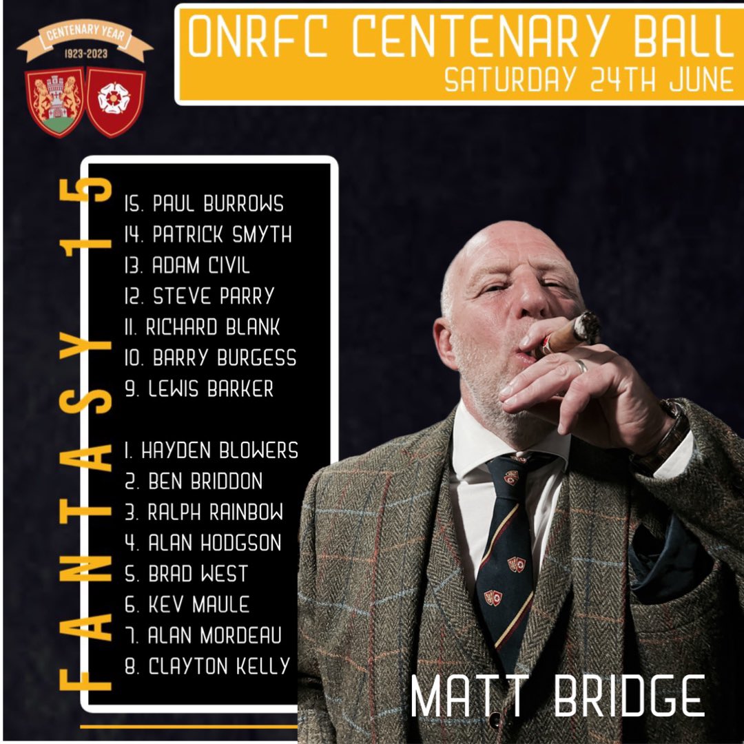 OfficialONRFC's tweet photo. In the lead up to the Centenary Ball we will be releasing a series of fantasy XV’s selected by ONs past &amp; present.
Next up is Matt Bridge, Bridgy has been at the ONs since 1998 and has coached both the Colts &amp; 1st team. A vintage looking team selected here.. https://t.co/6woFt8hBMo