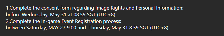 bsohsmallspaces's tweet photo. Re: Singapore Nationals

Email 1 TPC told us to submit the registration form by Wednesday 31 May and lock our teams by Thursday 1 June. 

With the only problem that in game it stated the deadline was 31 June Wednesday 0859 which most of us didn't notice https://t.co/4gf2qw4qBT
