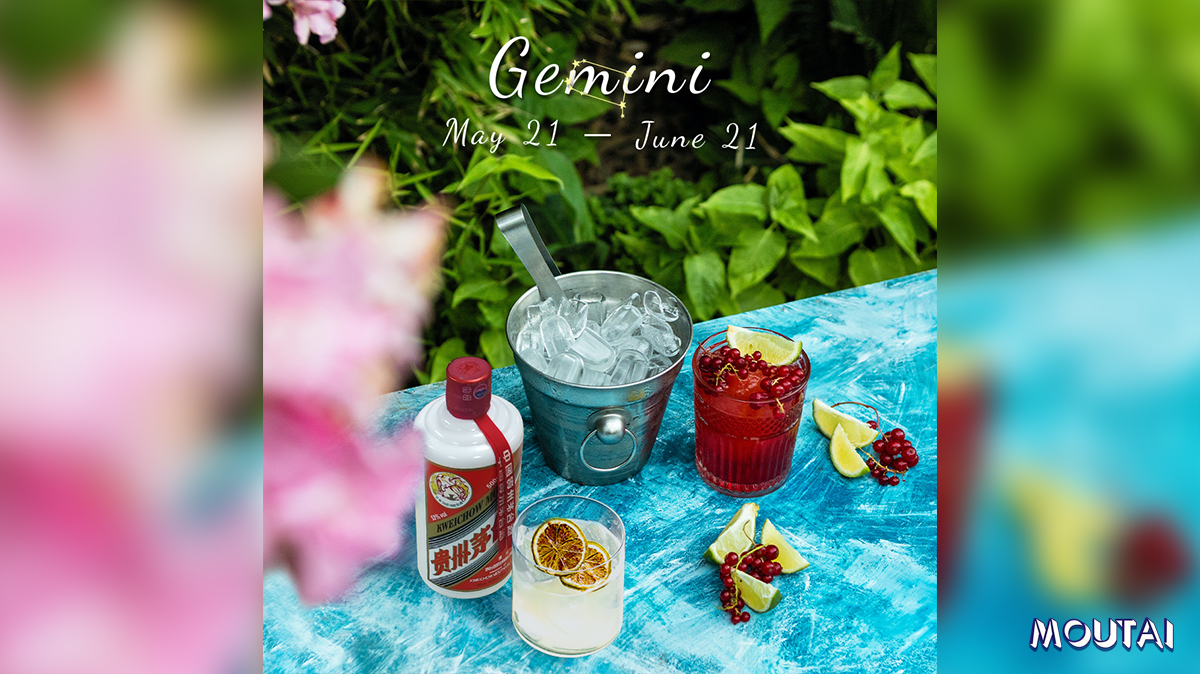 Gemini folks are popularized for their charming personalities but can feel uneasy when being alone. They thrive on chatting with close friends(as their other halves), so they keep two sweet and sour #Moutai cocktails nearby for #moreinspiration. #China