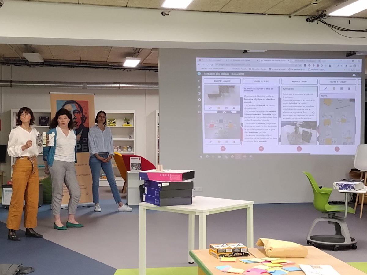 #formation <a href="/batiscolaire/">Bâti scolaire MENJ</a> ou comment #batir ensemble une #ecole de la confiance. 🎓🤝
#apprentissage d'un outil d'inspiration et d'échange sur l'aménagement des espaces. 
Temps 1️⃣ : réflexion / conception / restitution💭🗣️
#archiclasse #EAFC #InnovationPedagogique