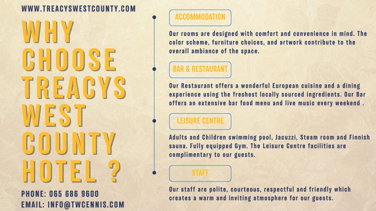 Family Friendly Hospitality for Generations 🤗

We will welcome you and your family with open arms and go above and beyond to ensure your stay is as special as our guests are to us!

#accommodation #leisurecentre #familyfriendly #visitennis #visitclare #summerholidays