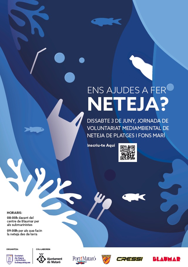 ♻Neteja i recollida de residus subaquàtics i terrestres
📅Dissabte 3 de juny
📍  #Pequín #Ponent #Varador #Mataró
👉Es necessiten voluntaris/es
👉forms.gle/1zwNo6be8vvFf1…
🤿 Bussejadors
🚣‍♀️Navegants
💪Voluntaris a terra
<a href="/spasmataro/">SPAS-Mataró</a> <a href="/Blaumar94/">Blaumar</a>
#EsportMataró