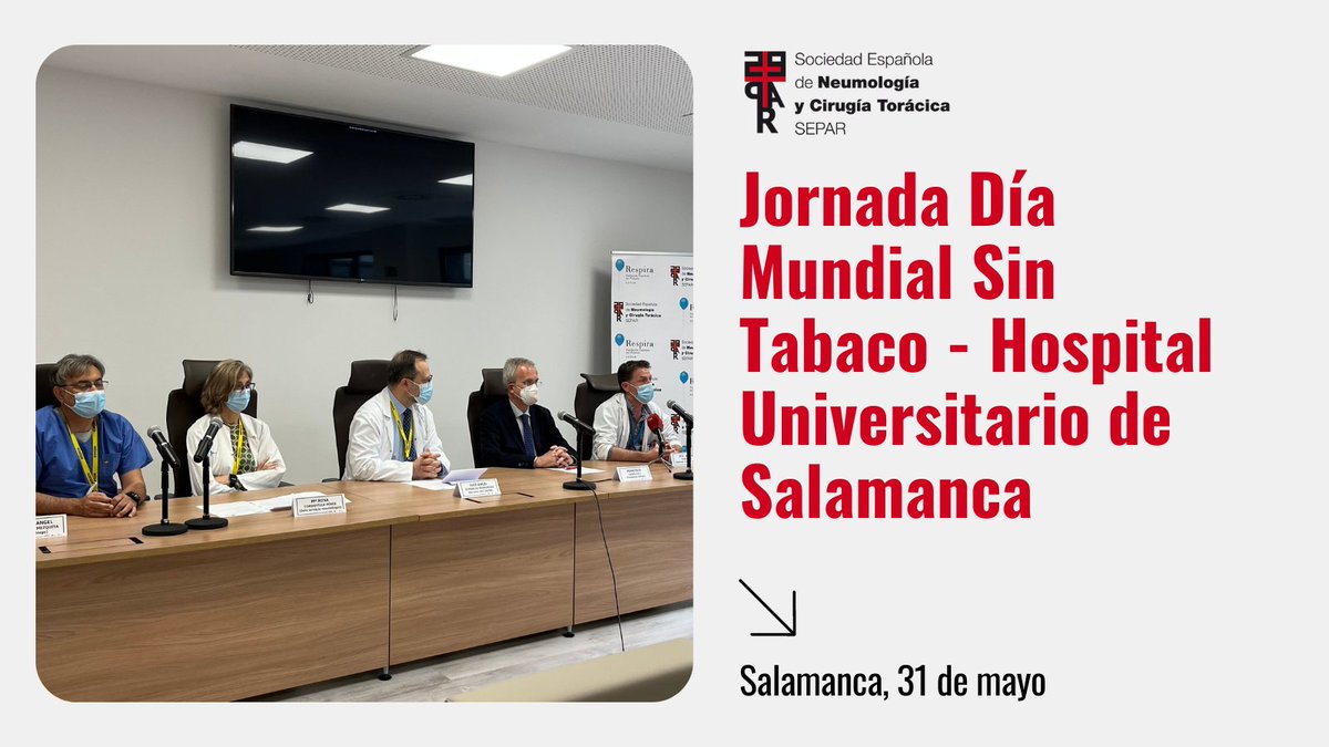 SeparRespira's tweet photo. 📍En el Día Mundial Sin Tabaco, el Dr. Francisco García Río, presidente de SEPAR, está presente en el Hospital Universitario de Salamanca para la presentación de su adhesión a la Red Global de Hospitales sin Tabaco. 

#Agenda #SEPAR https://t.co/LfEMTgnhRX