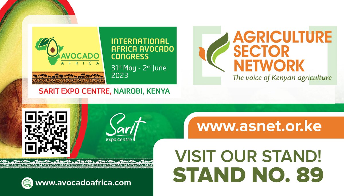 AsnetKenya's tweet photo. The Avocado Africa 2023 organized by @KenyaAvocados kicked off today at Sarit Centre.   Visit us at stand No. 89 . https://t.co/U5F50u2C48