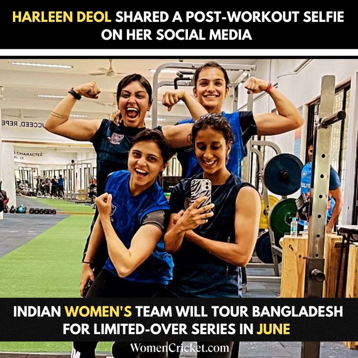 Harleen Deol shared a post-workout pic on her social media.

#cricket #women #sports #HarleenDeol #BANvsIND #cricketnews #socialmedia #womencricket #CricketTwitter #WomenCricket