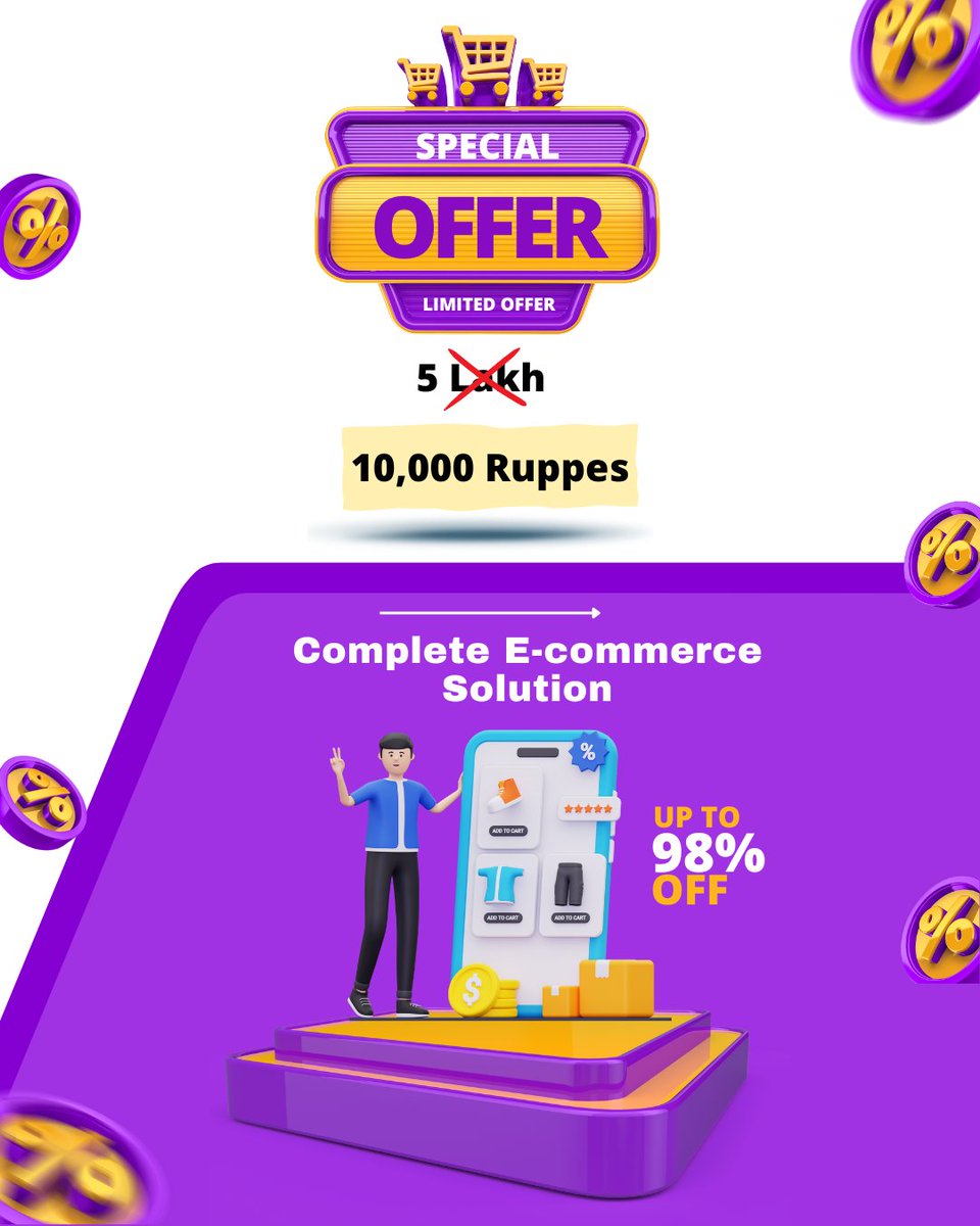 allswebtech's tweet photo. 🎉 Complete E-commerce Solution 🎉

💻 Website
📱 User App
🤝 Seller App
🚚 Delivery Boy App
👑 Admin Panel
💼 Seller Panel

- All Included!

#EcommerceSolution #LimitedTimeOffer #CompletePackage #UpgradeYourBusiness https://t.co/ziES5LoUKk