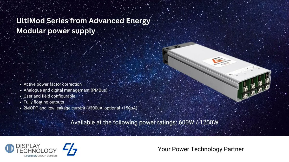 The UltiMod Series from Advanced Energy. Offering natural convection cooling and digital management, these modular power supplies come in 600W / 1200W. Certified for medical use. 
buff.ly/3kKmqFc 
#UltiModSeries #AdvancedEnergy #MedicalTech