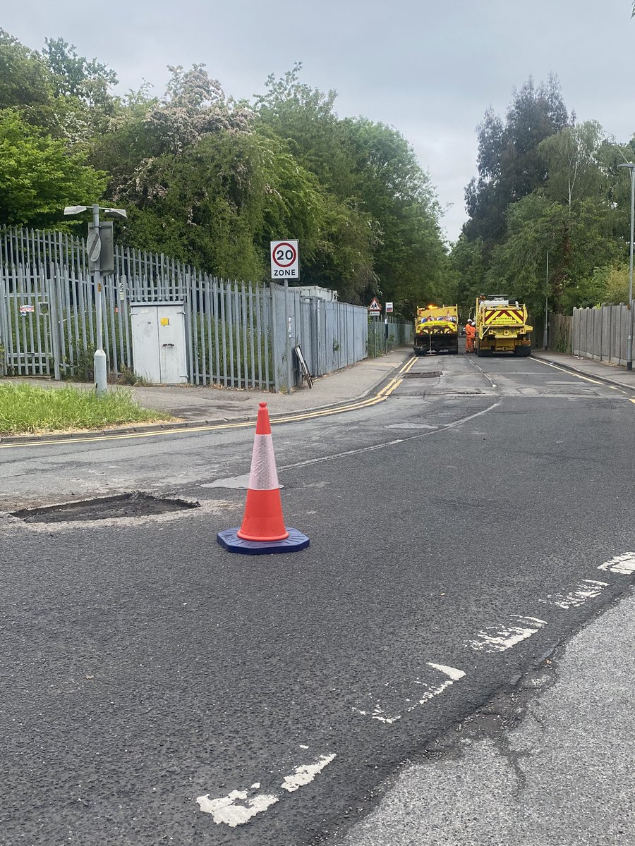 LouiseMcKinlay's tweet image. Work is underway in Long Ridings Ave to repair the defects near the school. I raised these for action &amp;amp; they’re being done this week during half term, to minimise disruption. The road is currently closed whilst the work takes place.