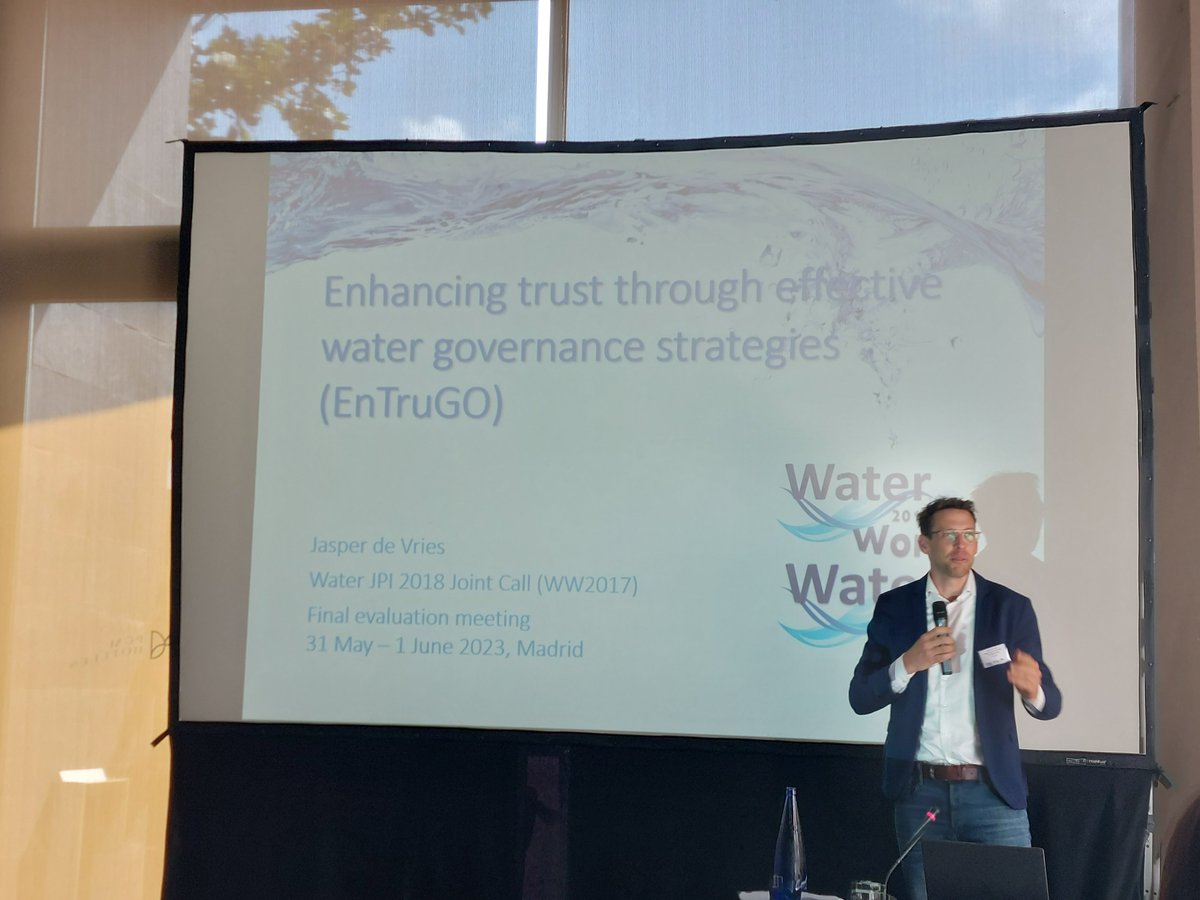 In Spain to present the final results of the #EnTruGo project on #trust in #water governance
<a href="/WaterJPI/">Water JPI</a>. Great to see the review committee enthusiastic about our findings on relation trust in government and interpersonal trust
<a href="/com_wur/">Strategic Communication, Wageningen University</a> <a href="/ACDI_UCT/">African Climate & Development Initiative</a> <a href="/SEIresearch/">Stockholm Environment Institute (SEI)</a> <a href="/UiTNorgesarktis/">UiT Norges arktiske universitet</a>