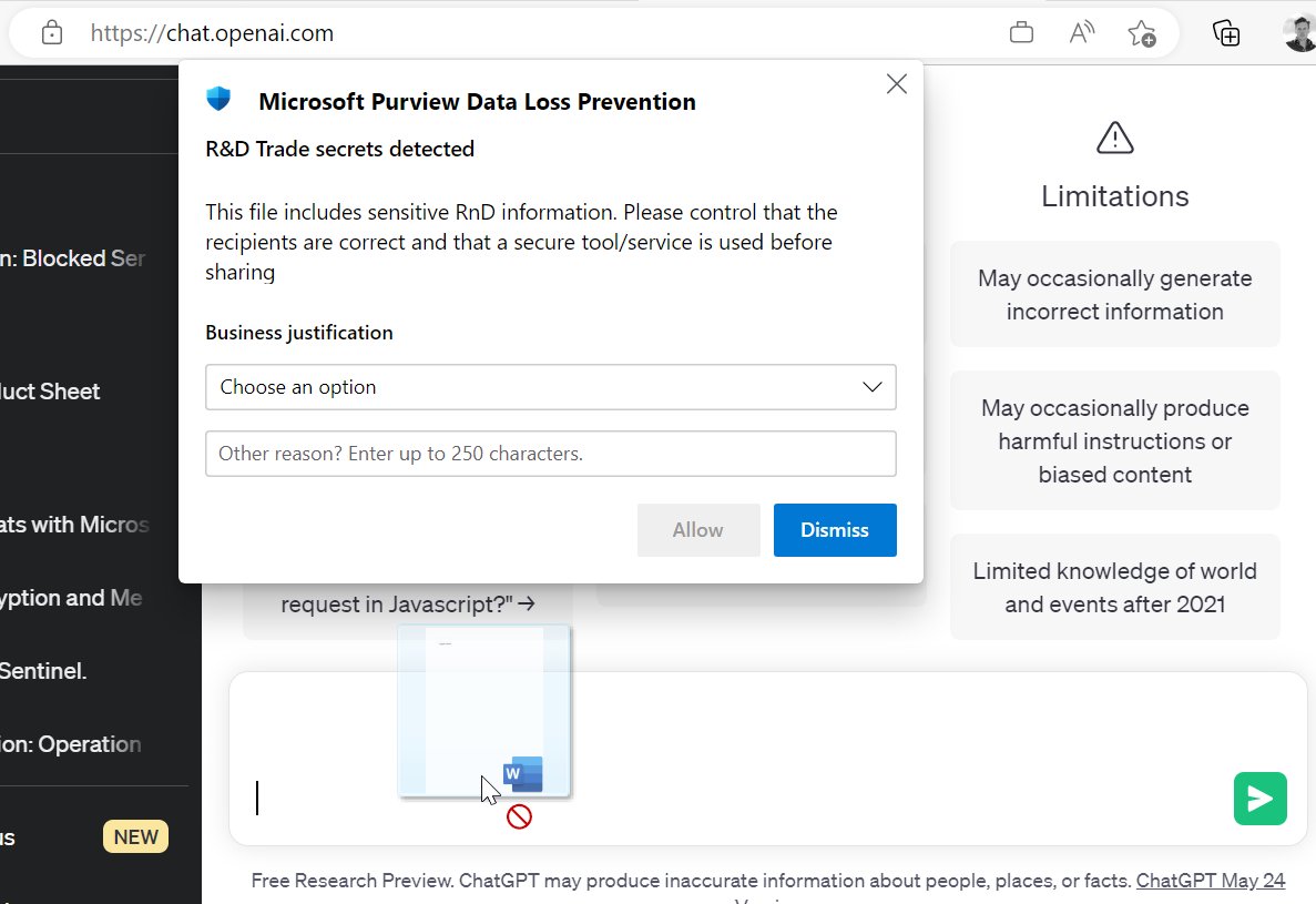 Encourage the use of AI within your organization BUT make sure to establish guidelines on how to effectively and responsibly utilize this remarkable tool. Ensure the protection of sensitive information through education/instructions and technical measures #chatgpt #mspurview #DLP