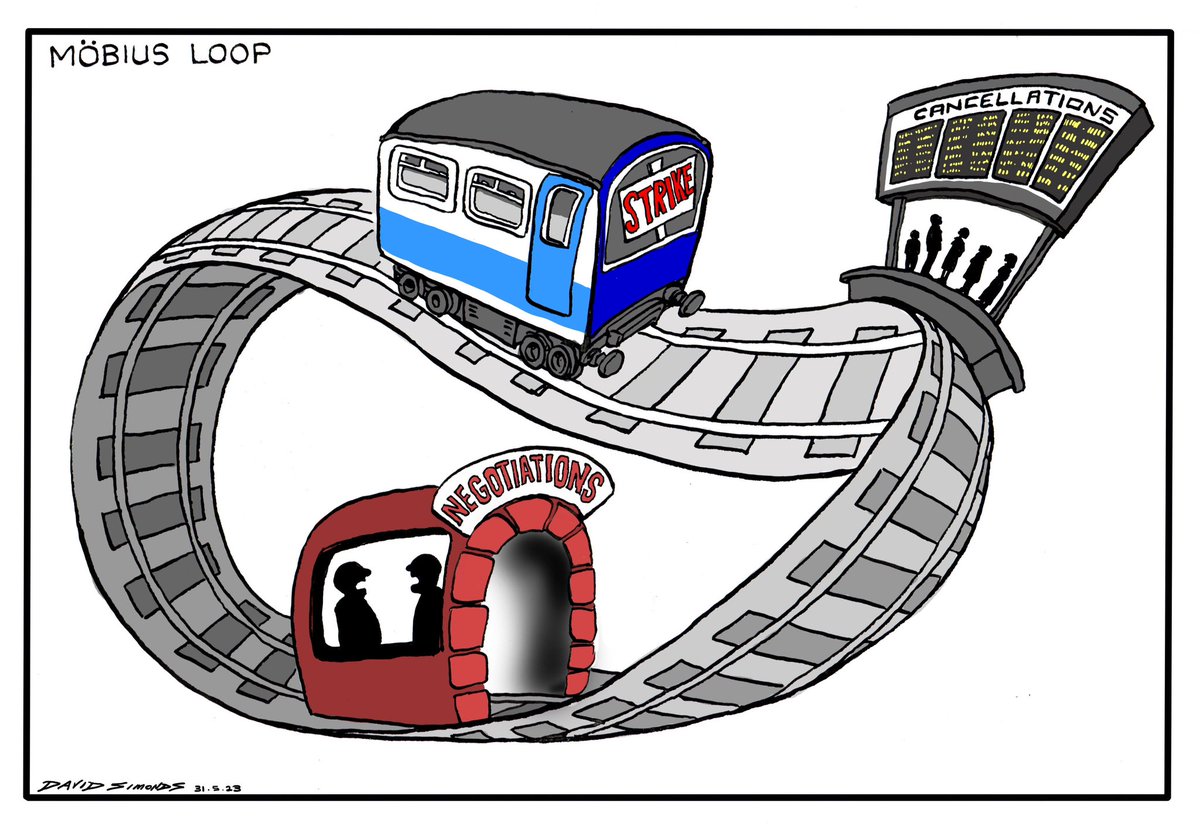 Dave Simonds on #TrainStrikes #Train  - political cartoon gallery in London original-political-cartoon.com