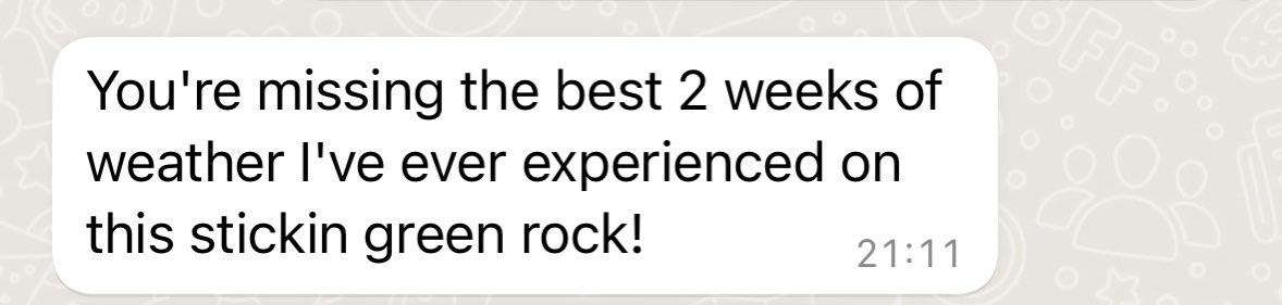 smfitz_stephen's tweet image. This is real FOMO when your traveling for work and a good friend sends you a message. It’s winter in Jo’Burg and yes it has rained today and I’m wearing winter clothes😭🇮🇪🇿🇦