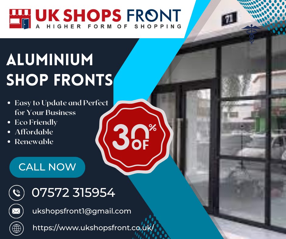 UkShopsfront's tweet photo. Transform your storefront with sleek aluminum shop fronts! Take advantage of our limited-time offer - a whopping 30% off on installation. Dial our number now: +44 7572315954
Website: https://t.co/khjD7yk5be
#ukshopsfront #aluminiumshopfront #shopfrontdoor #solidrollershutter #uk https://t.co/kafnfmic0b
