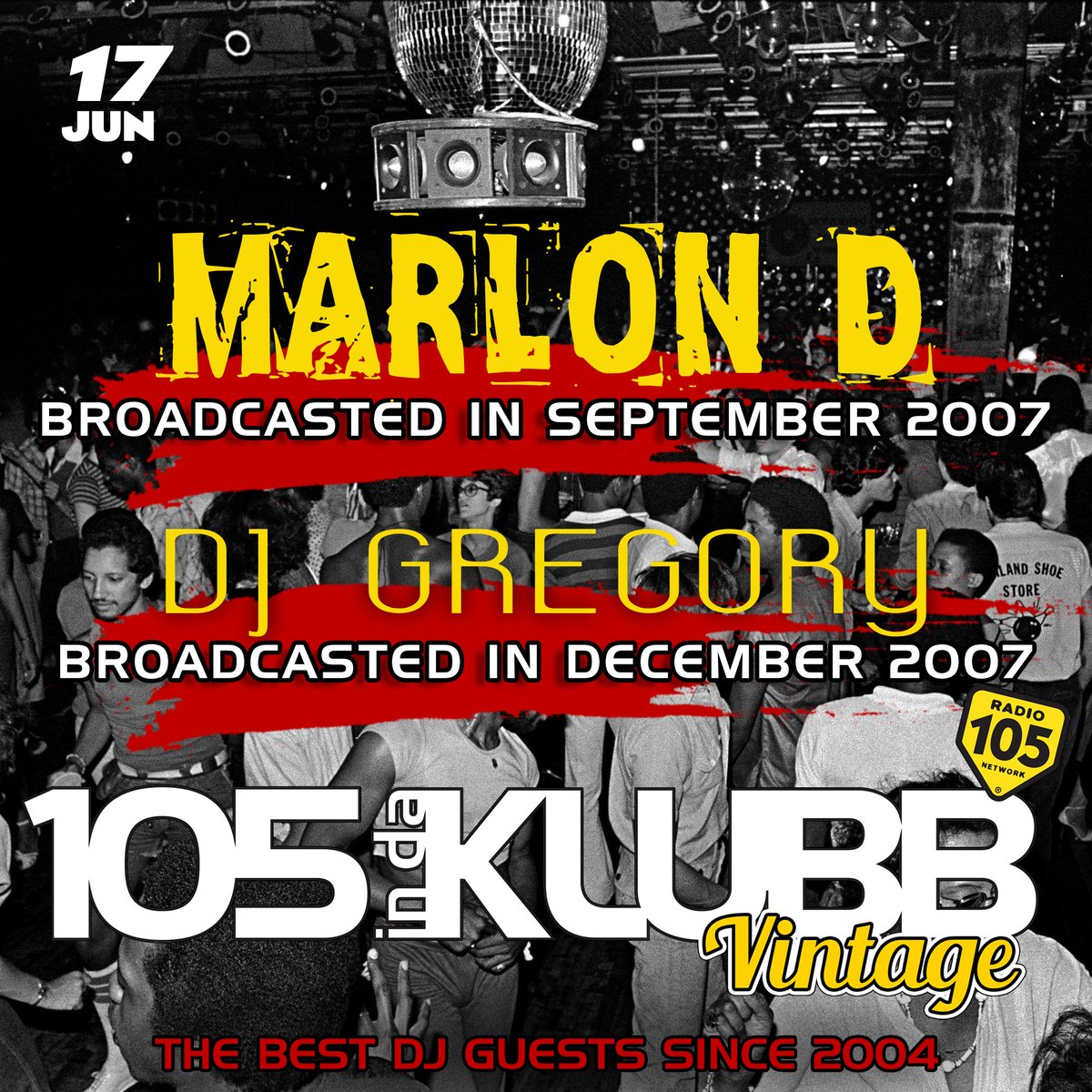 ☑ #MarloD + #DjGregory 
on #105INDAKLUBBVINTAGE!
➖
Questo weekend con @andreabellidj 
e con i mixati dei Top Dj Internazionali 
che hanno fatto la storia di #105INDAKLUBB
➖
#WEAREINDAKLUBB
La notte dance firmata 
@Radio105 💥