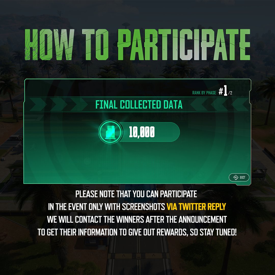 NEWSTATEMOBILE's tweet image. Celebrate the update of #BountyRoyale with our #DataCollector #CommunityEvent🥂
Take a screenshot of your character collecting more than 10,000 data for your chance to win a reward!

Reply your screenshot on this Tweet to participate!

newstate.pubg.com/en/policy/priv…

#NEWSTATEMOBILE