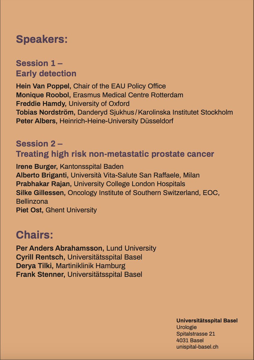 Prof_SeifertH's tweet photo. Save the date and come join us for the second UROART Symposium in Basel on January 12, 2024.
With expert speakers from around Europe, we will be focusing on prostate cancer screening and treatment of localized advanced disease. 
#UROARTBasel  #Urologie #prostatecancer #UrologyUSB https://t.co/9xCcgWdjef