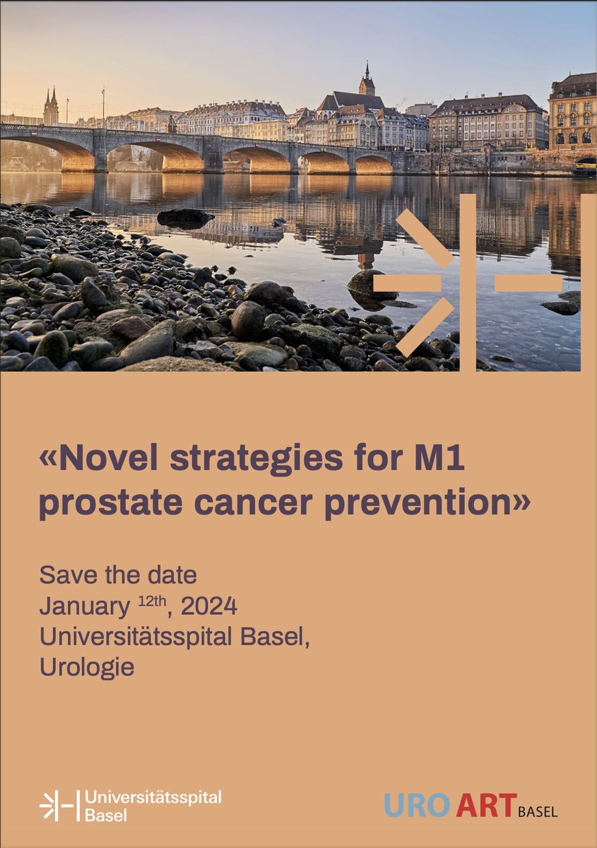 Prof_SeifertH's tweet photo. Save the date and come join us for the second UROART Symposium in Basel on January 12, 2024.
With expert speakers from around Europe, we will be focusing on prostate cancer screening and treatment of localized advanced disease. 
#UROARTBasel  #Urologie #prostatecancer #UrologyUSB https://t.co/9xCcgWdjef