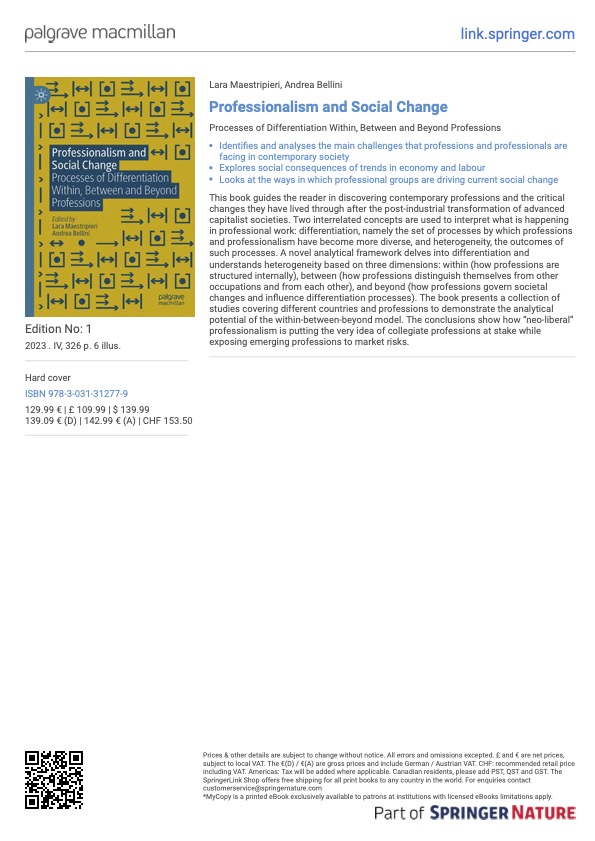 Lara Maestripieri (@laramaest) on Twitter photo I am so happy to announce that (soon-soon) the book "Professionalism and Social Change" with <a href="/ndreabellini/">Andrea Bellini</a> will be out for <a href="/SpringerNature/">Springer Nature</a>, already officially on their website: link.springer.com/book/978303131… More news inc. in the following days!! #professionalism #professions I am so happy to announce that (soon-soon) the book "Professionalism and Social Change" with <a href="/ndreabellini/">Andrea Bellini</a> will be out for <a href="/SpringerNature/">Springer Nature</a>, already officially on their website: link.springer.com/book/978303131… More news inc. in the following days!! #professionalism #professions
