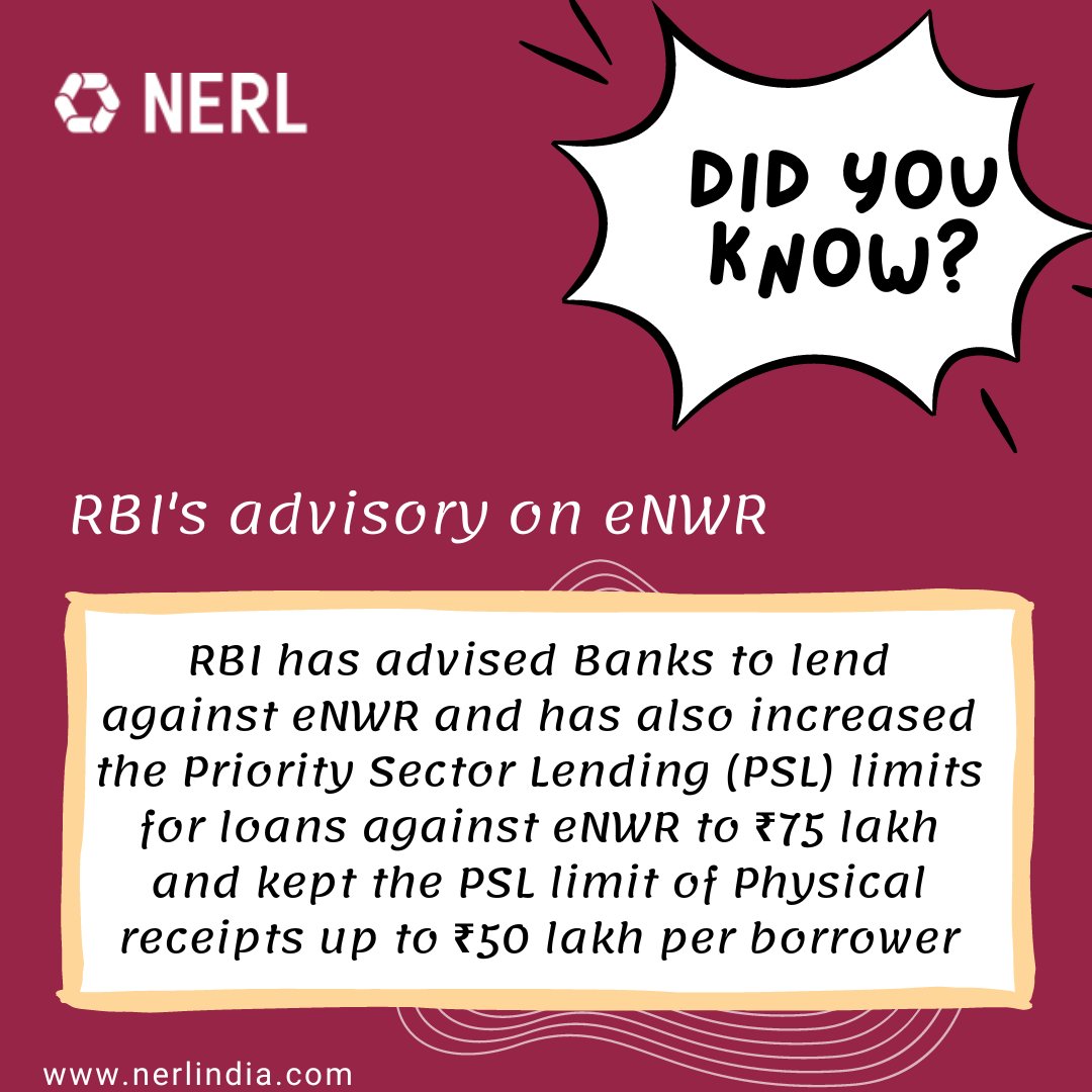 nerl_repository's tweet photo. Did you know What is RBI's advisory on eNWR
#eNWR #FutureiswitheNWR #GetSmartWitheNWR https://t.co/PWAssTPj7a